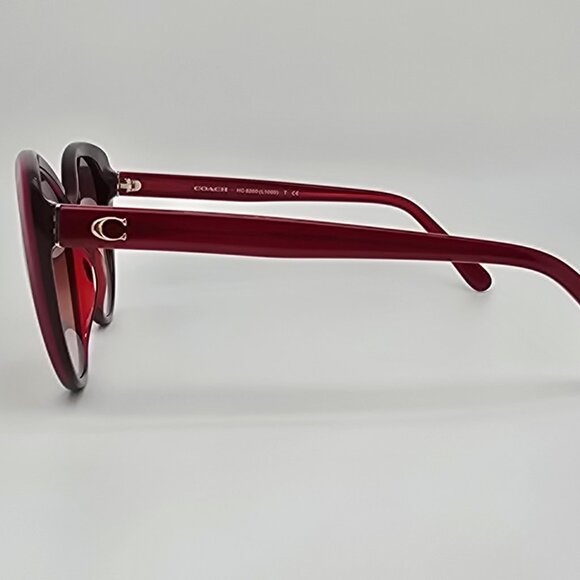 Coach HC8260 L1060 Berry Laminate Frame Red Gradent Oversized Cat Eye Sunglasses - Picture 3 of 13